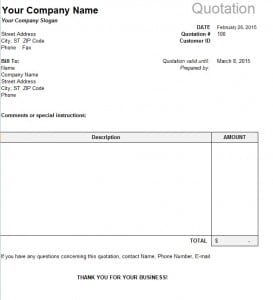 Excel quotation template