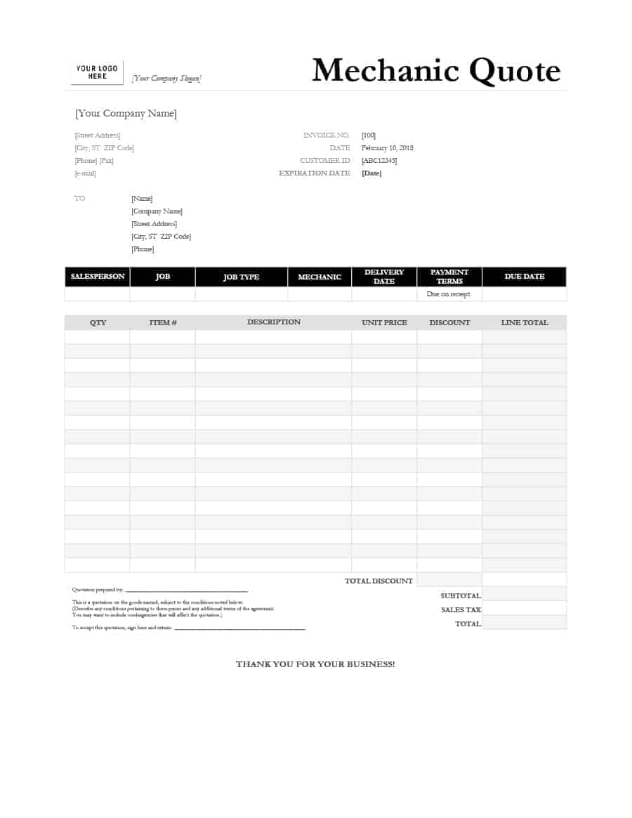 price quotation letter format in word free download