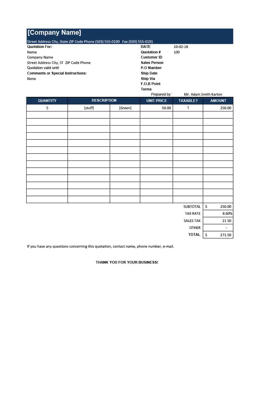 17+ Excel quotation templates | Free Quotation Templates ...