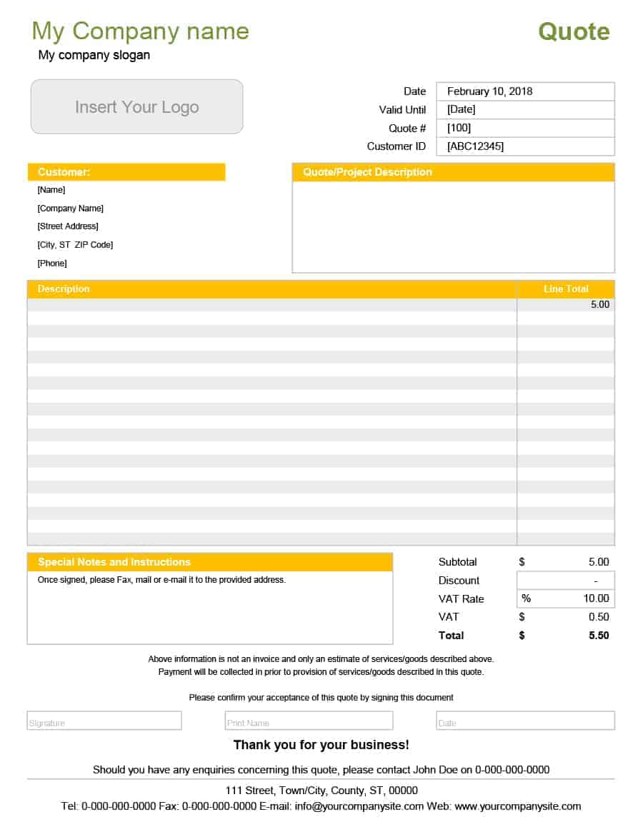 17 Excel Quotation Templates Free Quotation Templates