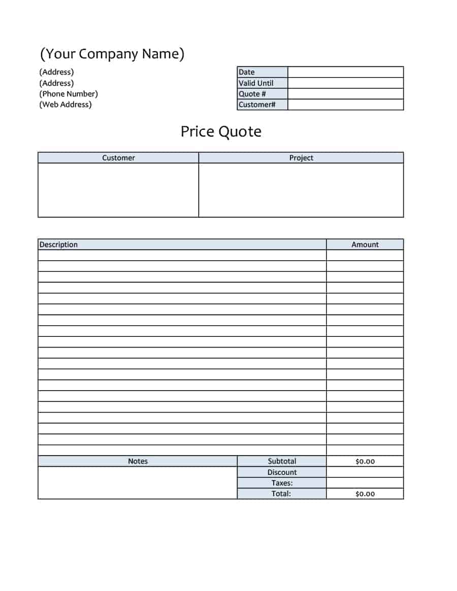 Quotation Format Excel