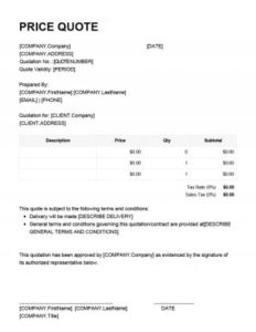 10+ Free Word quotation templates - Free Quotation Templates - Estimate